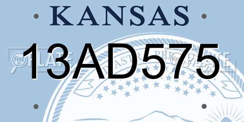 13AD575 Kansas License Plate