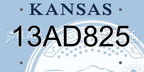 13AD825 Kansas License Plate