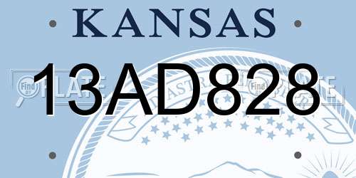 13AD828 Kansas License Plate