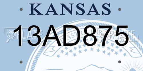 13AD875 Kansas License Plate