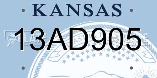 13AD905 Kansas License Plate