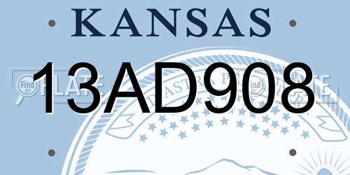 13AD908 Kansas License Plate