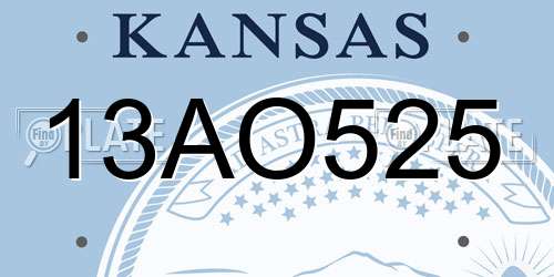13AO525 Kansas License Plate