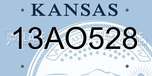 13AO528 Kansas License Plate