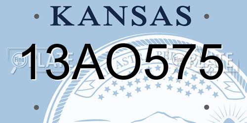 13AO575 Kansas License Plate