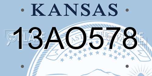 13AO578 Kansas License Plate