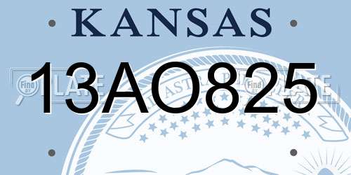 13AO825 Kansas License Plate