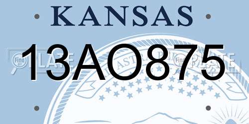 13AO875 Kansas License Plate