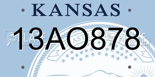 13AO878 Kansas License Plate