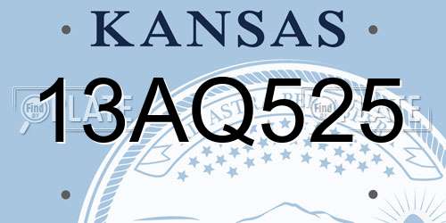 13AQ525 Kansas License Plate