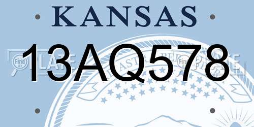13AQ578 Kansas License Plate