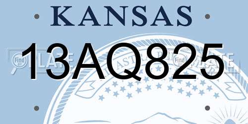 13AQ825 Kansas License Plate