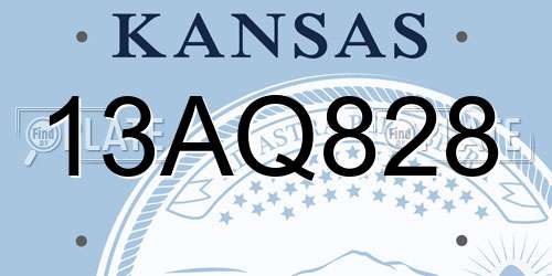 13AQ828 Kansas License Plate