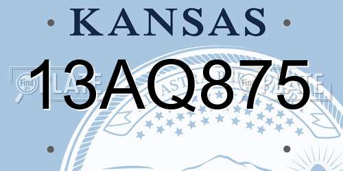 13AQ875 Kansas License Plate