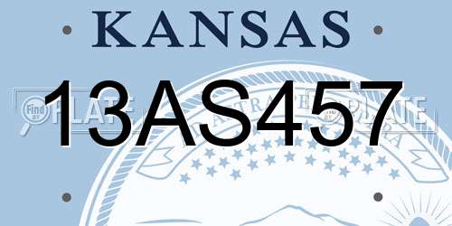 13AS457 Kansas License Plate