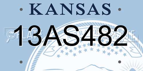 13AS482 Kansas License Plate