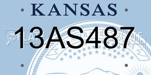13AS487 Kansas License Plate