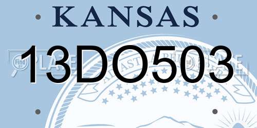 13DO503 Kansas License Plate