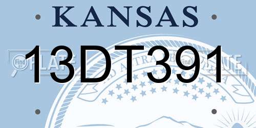 13DT391 Kansas License Plate