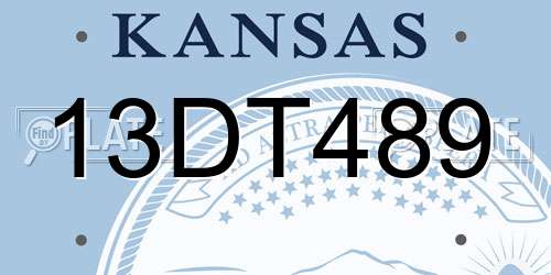 13DT489 Kansas License Plate