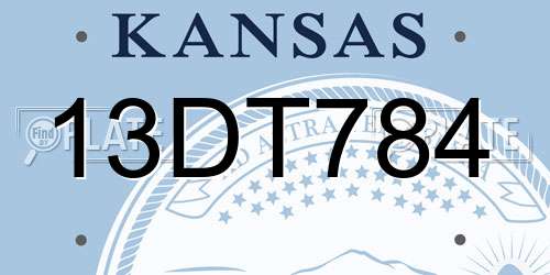 13DT784 Kansas License Plate