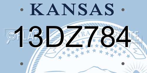 13DZ784 Kansas License Plate