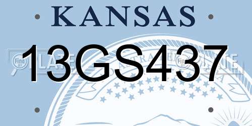 13GS437 Kansas License Plate