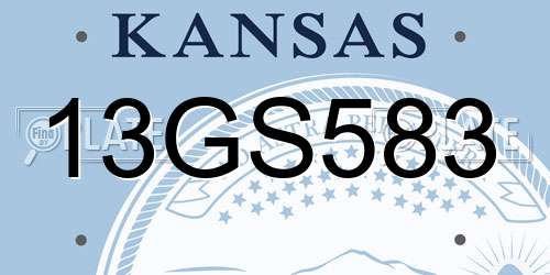 13GS583 Kansas License Plate
