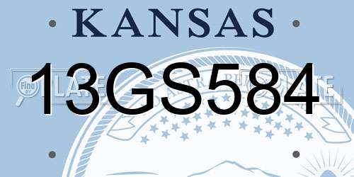 13GS584 Kansas License Plate