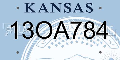 13OA784 Kansas License Plate