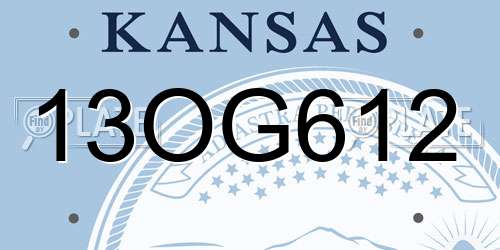 13OG612 Kansas License Plate