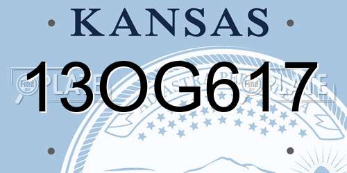 13OG617 Kansas License Plate