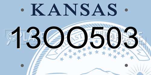 13OO503 Kansas License Plate