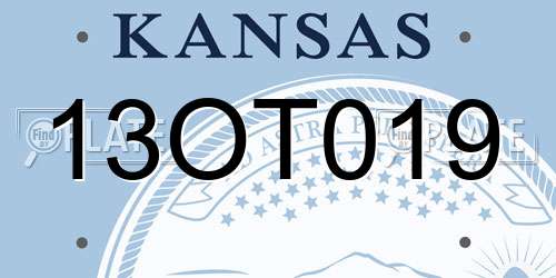 13OT019 Kansas License Plate