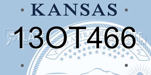 13OT466 Kansas License Plate
