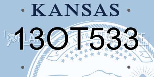 13OT533 Kansas License Plate