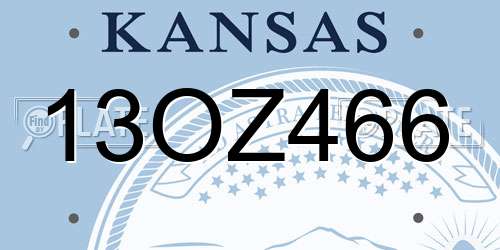 13OZ466 Kansas License Plate