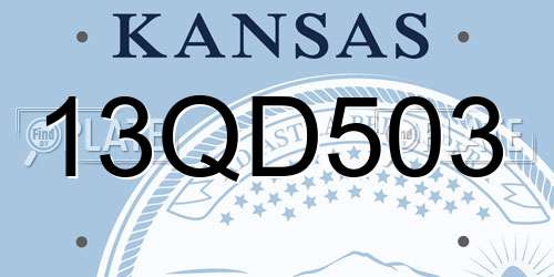 13QD503 Kansas License Plate