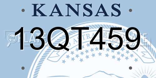 13QT459 Kansas License Plate