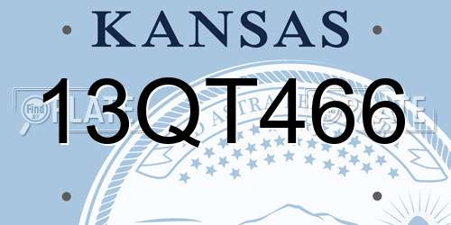 13QT466 Kansas License Plate