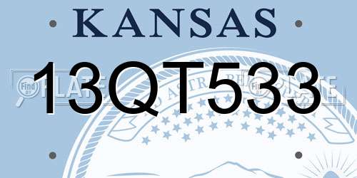13QT533 Kansas License Plate
