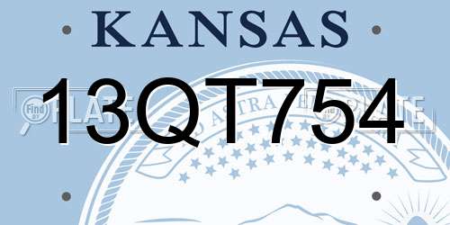 13QT754 Kansas License Plate