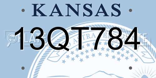 13QT784 Kansas License Plate