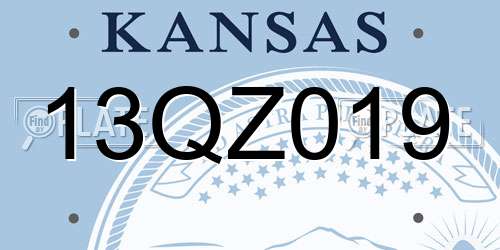 13QZ019 Kansas License Plate