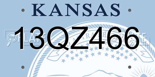 13QZ466 Kansas License Plate