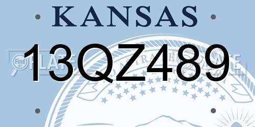 13QZ489 Kansas License Plate