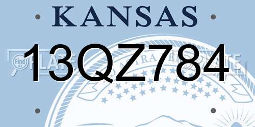 13QZ784 Kansas License Plate