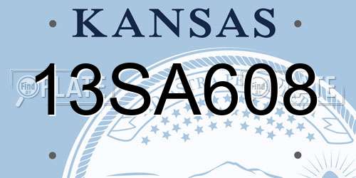 13SA608 Kansas License Plate