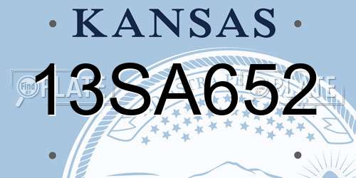 13SA652 Kansas License Plate