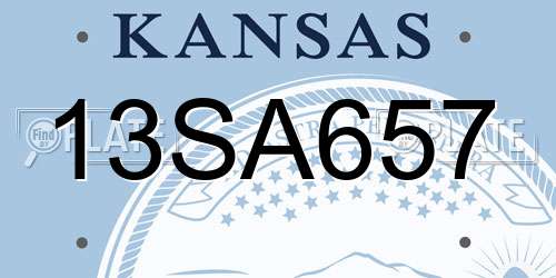 13SA657 Kansas License Plate